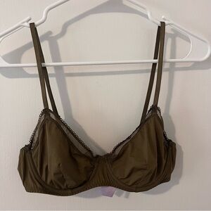 Savage X Fenty Olive Green Underwire Bra Mesh Detail 34B